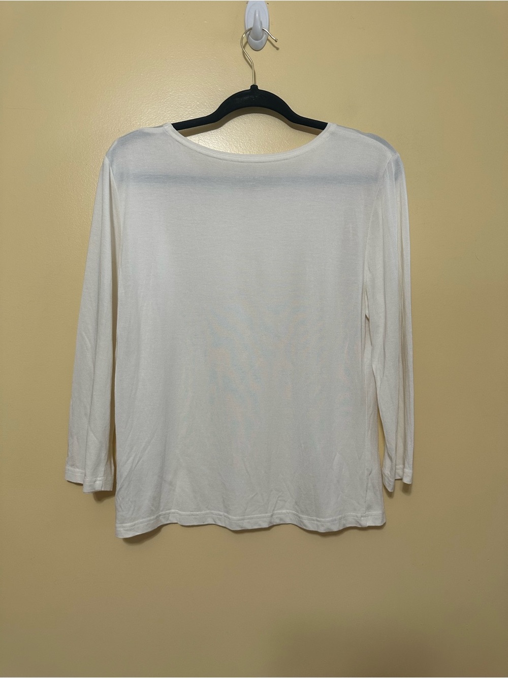 Soft Surrounding Silk Essential 3/4 Sleeve Tee Scoop Neck Women M White - Picture 5 of 5